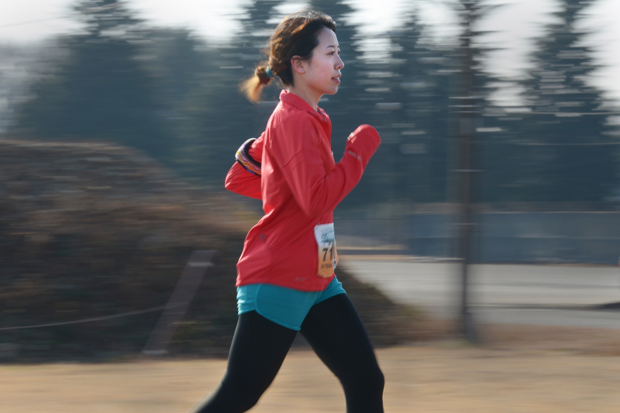 A participant runs in the 5k race during the 35th Annual Frostbite Run at Yokota Air
Base, Japan, Jan. 17, 2016. The event included two 2k runs, a 5k and a half marathon,
allowing participants to register for a casual or challenging run. (U.S. Air Force photo by
Staff Sgt. Cody H. Ramirez/Released)