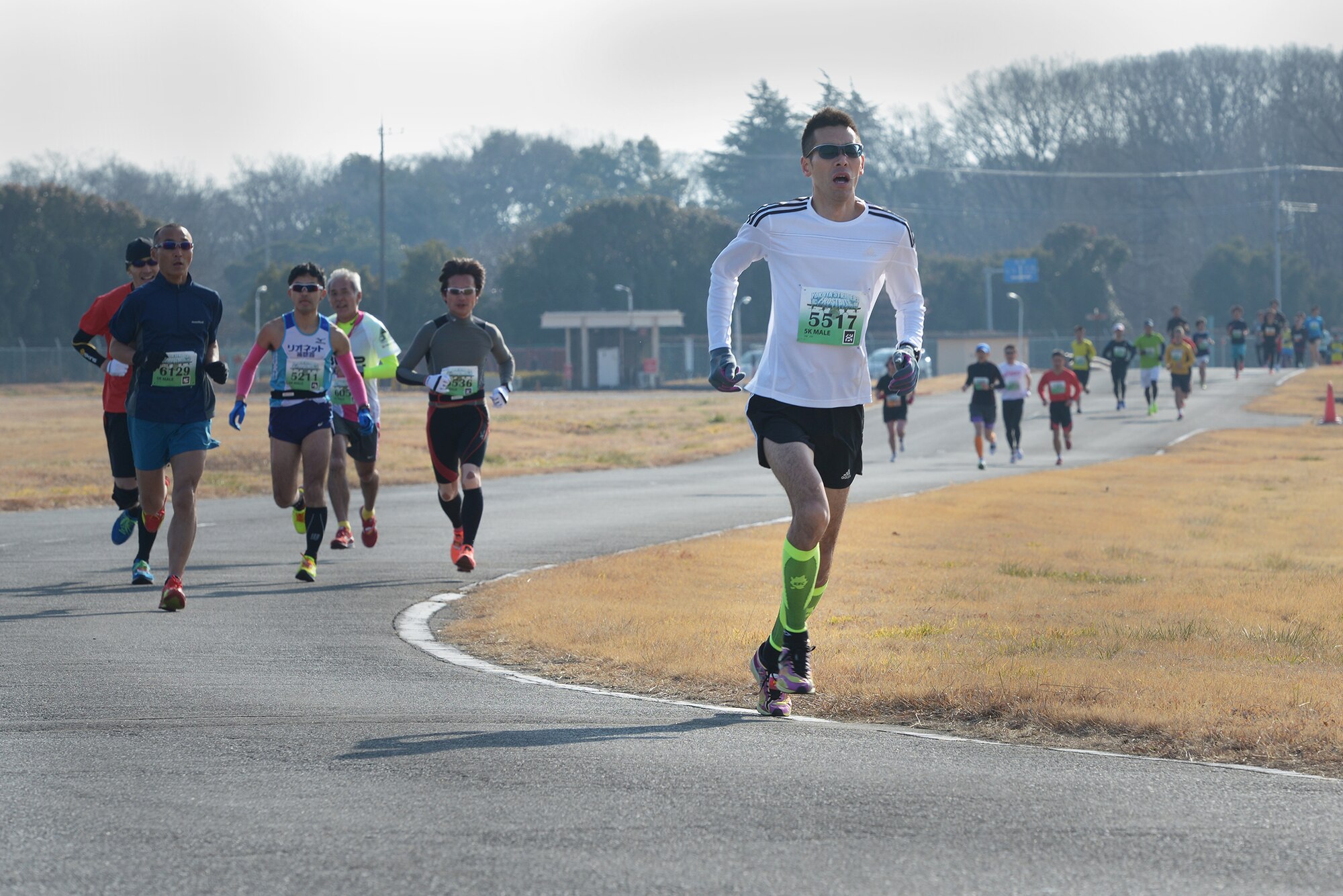 Participants run during the 35th Annual Frostbite Run at Yokota Air Base, Japan, Jan.
17, 2016. More than 9,000 people participated in the annual event. Yokota hosts events
throughout the year to allow interaction between Japanese citizens and US service
members and their families. (U.S. Air Force photo by Staff Sgt. Cody H. Ramirez/
Released)