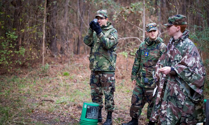 Senior Capt. Eashan Samack, Civil Air Patrol, uses his compass to find a certain point during a field training exercise Jan. 9, 2016, on James Island, S.C. Perhaps best known for their search-and-rescue efforts, CAP flies more than 85 percent of all federal inland search-and-rescue missions directed by the Air Force Rescue Coordination Center. (U.S. Air Force photo/Senior Airman Clayton Cupit)