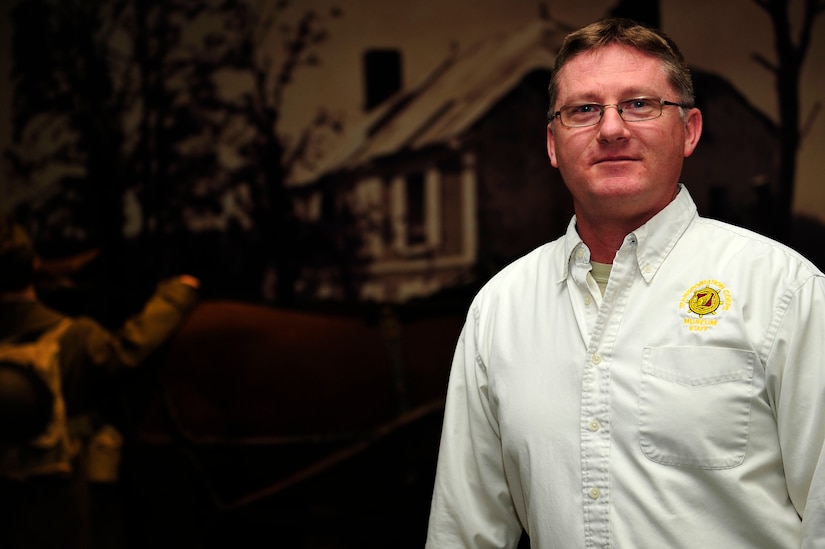 David Hanselman, director of the U.S. Transportation Museum and a retired U.S. Army Lt. Col., stands in front of exhibits at the museum at Fort Eustis, Va., Jan. 19, 2016. Hanselman is responsible for the upkeep of 65 exhibits within the 120,000 sq. ft. facility, the exhibit design, care and collection of artifacts and educating all the people who come into the museum to learn. (U.S. Air Force photo by Senior Airman Breonna Veal)