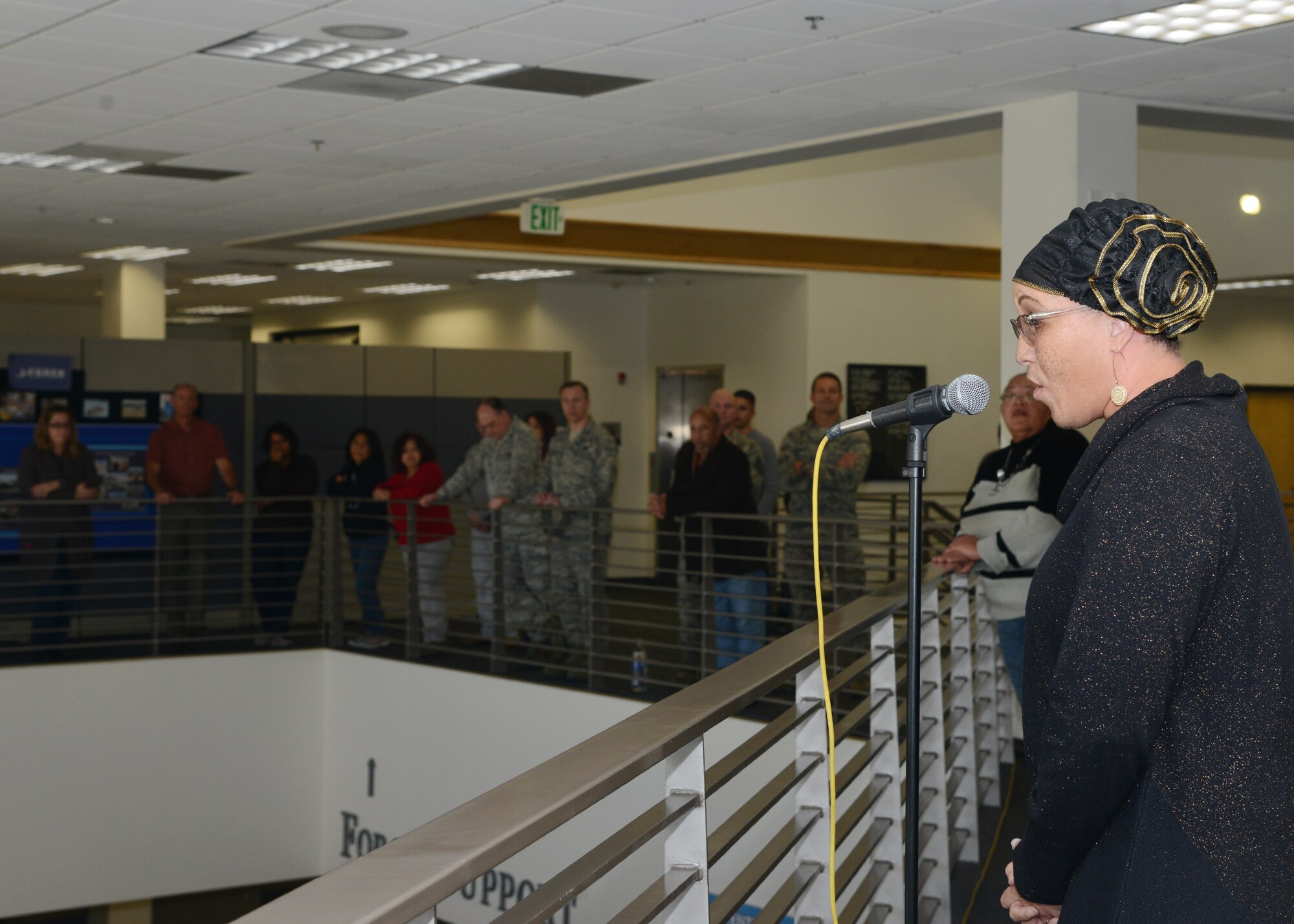 Dorinda Epps performs Martin Luther King Jr.’s favorite hymn, “Precious Lord.” (U.S. Air Force photo by Rebecca Amber)