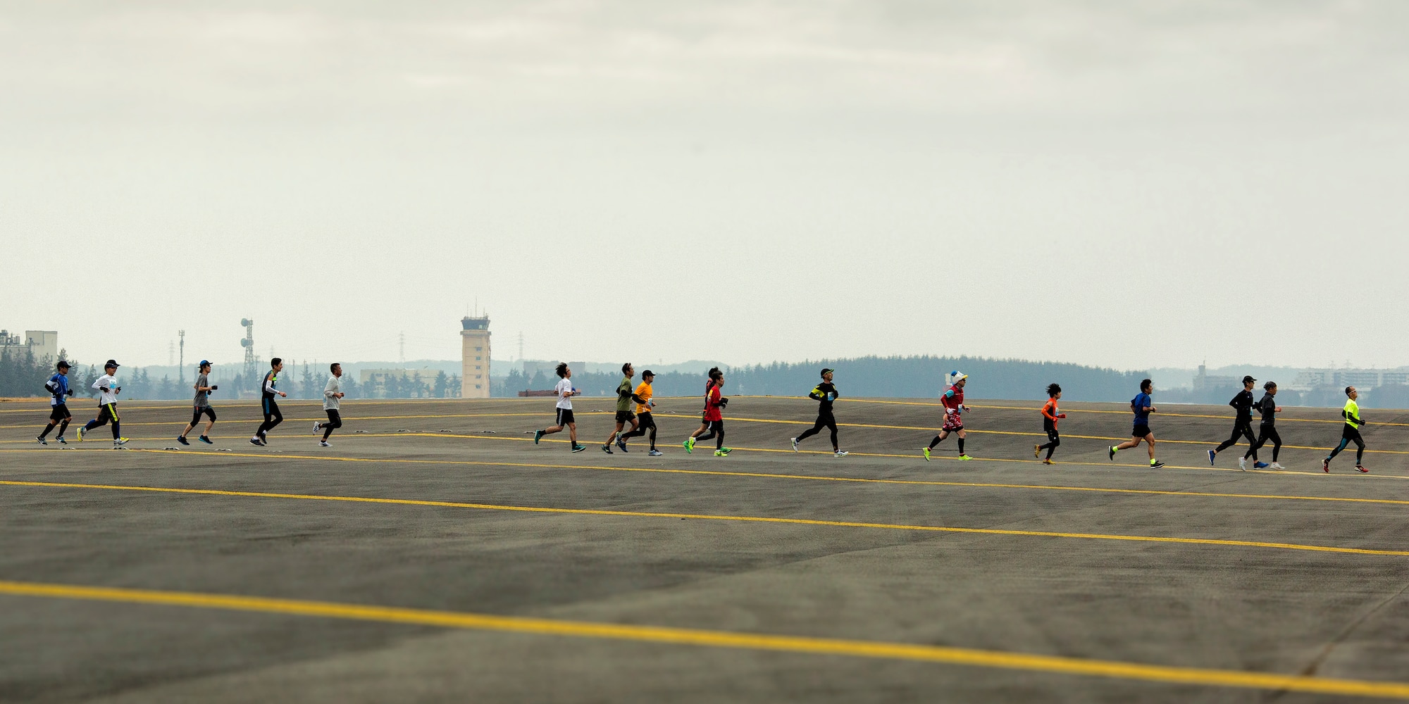 Yokota Striders Running Club sponsored the 35th Annual Frostbite Run at Yokota Air Base, Japan, Jan. 17, 2016. Team Yokota hosted over 9,000 participants for the event. (U.S. Air Force photo by Osakabe Yasuo/Released)