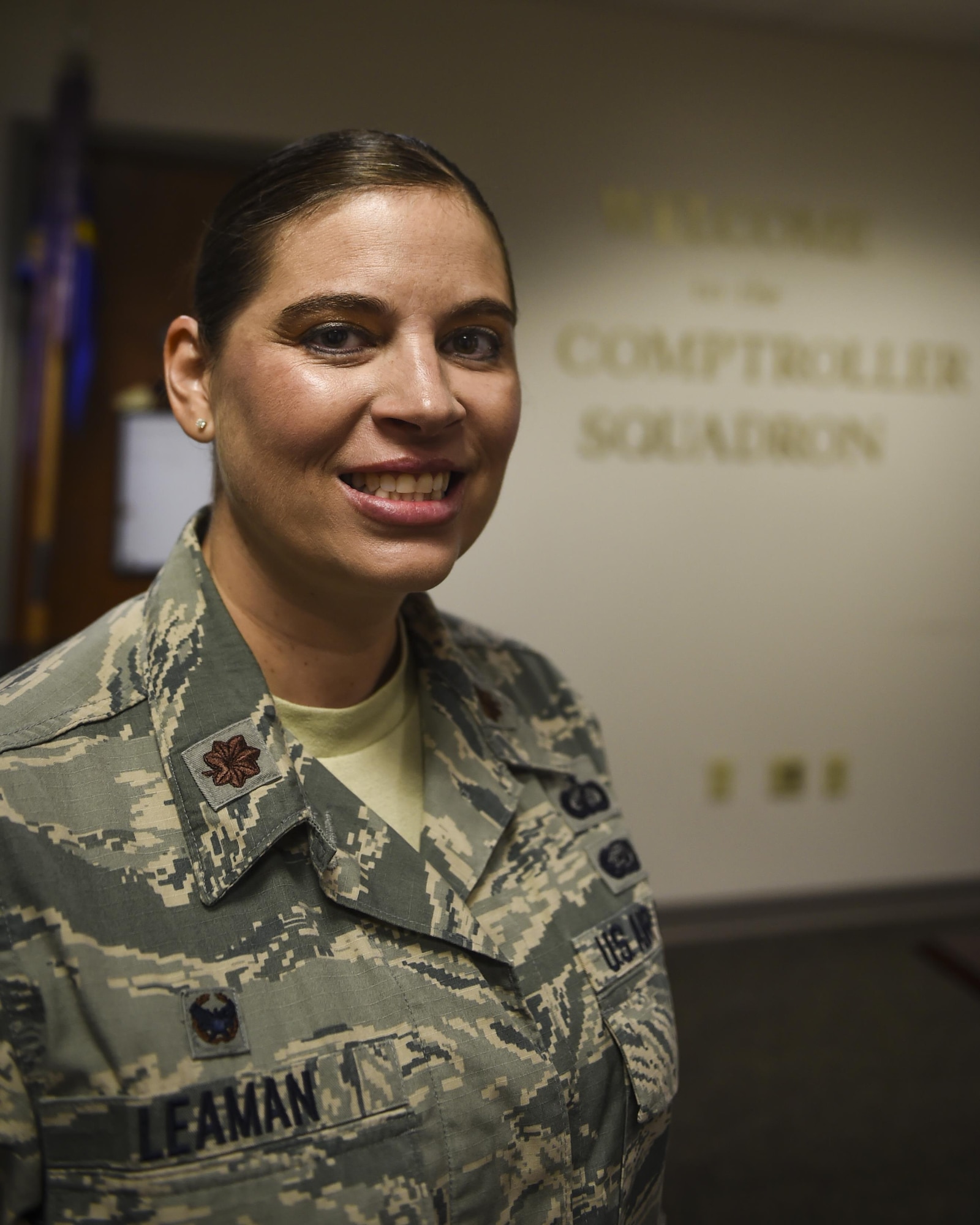 Maj. Krista Leaman is the commander of the 1st Special Operations Wing Comptroller Squadron, a 1st Special Operations Wing staff agency, that manages the financial business of Hurlburt Field, Fla. The 1st SOCPTS provides peacetime and wartime world-wide support to all members, both active and retired, of the uniformed services, other members of the Department of Defense components, as well as civilian employees. (U.S. Air Force photo by Senior Airman Christopher Callaway)
