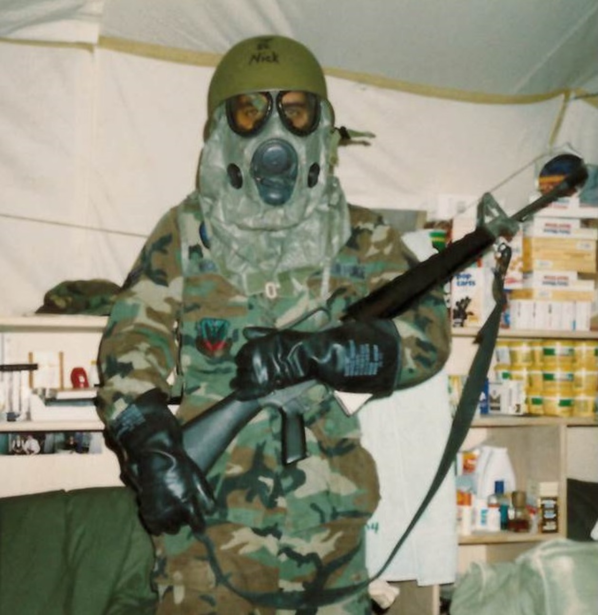 Master Sgt. Bryan Nicolos, a Reservist with the 477th Fighter Group, was deployed to Saudi Arabia in support of Desert Storm in 1991. He left active duty in 1991 and has been serving in the Air Force in some capacity for the last 32 years. (Courtesy Photo) 