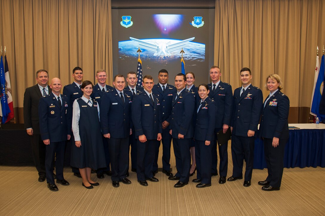 The 533rd Training Squadron graduates the inaugural class of 12 officers from its new undergraduate space operator course Jan. 19, 2016, Vandenberg Air Force Base, Calif. Col. Deanna Burt, 50th Space Wing commander, provided comments during the graduation ceremony. (U.S. Air Force Photo by Michael Peterson/Released)