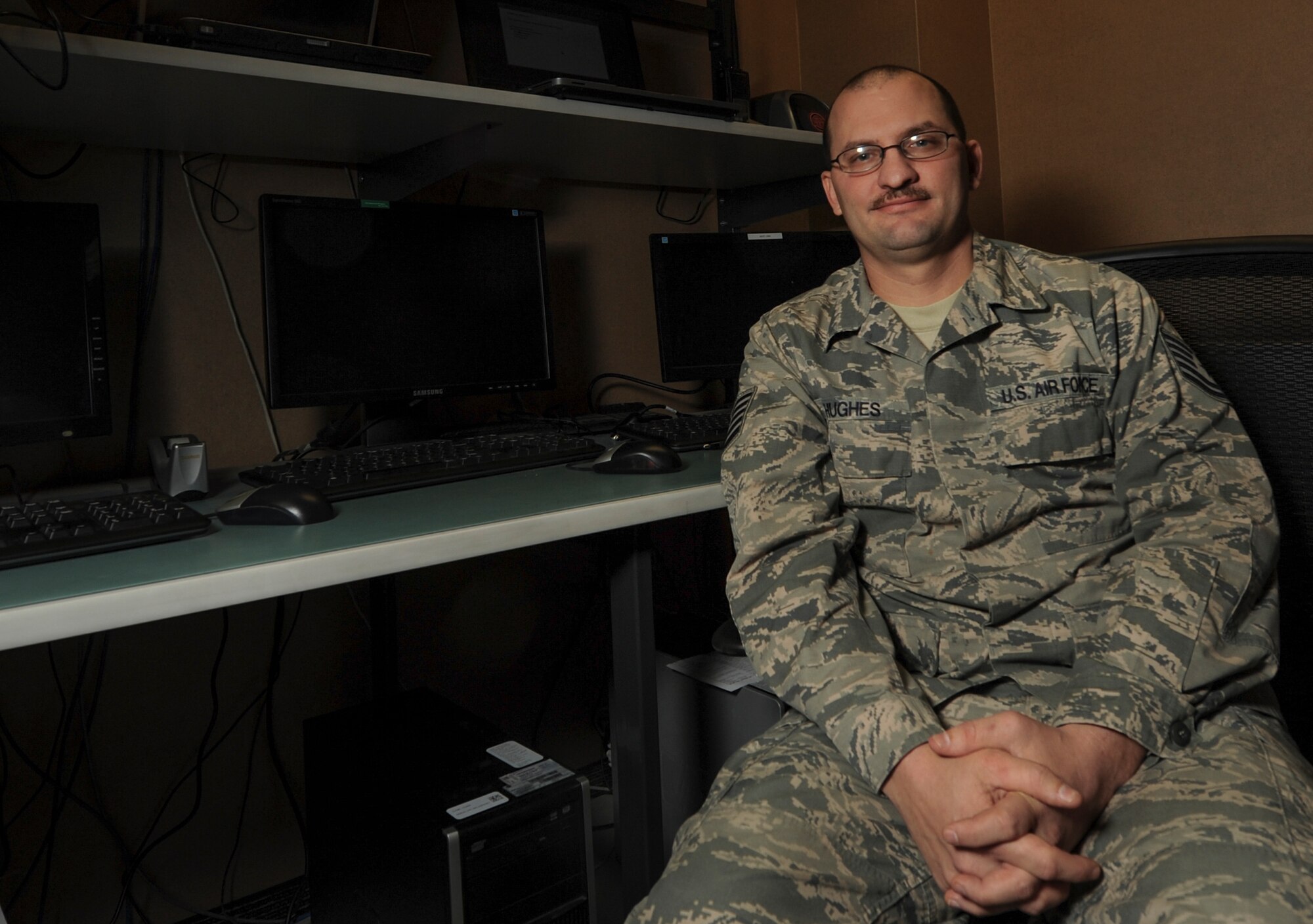Tech Sgt. Bryan Hughes, a 314th Operations Group client system technician was selected as Combat Airlifter of the Week Jan. 20, 2016, at Little Rock Air Force Base, Ark. Hughes provides network support to Airmen throughout the 314th Airlift Wing. (U.S. Air Force photo by Senior Airman Harry Brexel)