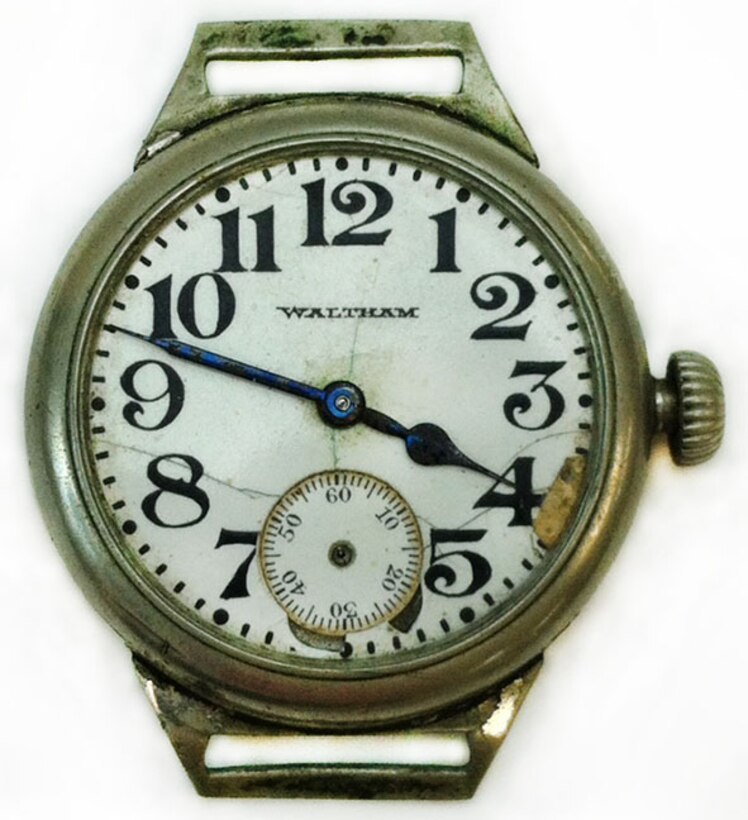 This item (in its complete state with watchband) was worn by four members of the Lafayette Escadrille: Norman Prince, Kiffin Yates Rockwell, Gervais Raoul Lufbery and Charles H. Dolan Jr. (U.S. Air Force photo)