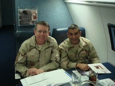 Then Senior Master Sergeant Gerardo Tapia poses for a photo with Chief Master Sergeant of the Air Force Rodney McKinley during his duties as his Special Assistant. (Courtesy photo)