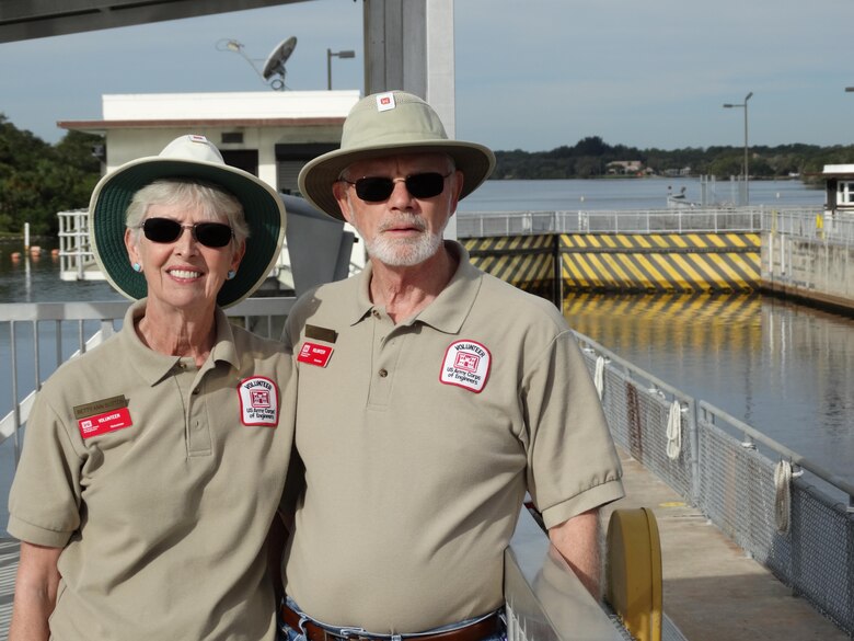Volunteers Betty Ann and John Sutton host tours of W.P. Franklin Lock and Dam