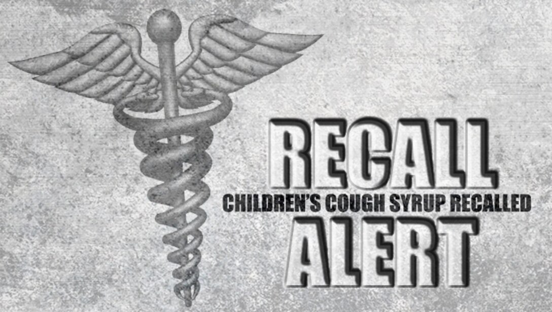 Perrigo Company announced the recall of certain dosing cups by its supplier; they have initiated a voluntary product recall in 2 batches of its children's guaifenesin grape liquid (100mg/5 mL) and 3 batches of its children's guaifenesin DM cherry liquid (100mg guaifenesin and 5mg dextromethorphan HBr/ 5 ml) sold in 4 oz. bottles with dosage cup in a box under multiple store brand product names.  Some packages contain an oral dosing cup with incorrect dose markings.(U.S. Air Force graphic/Tech. Sgt. Mike Meares)