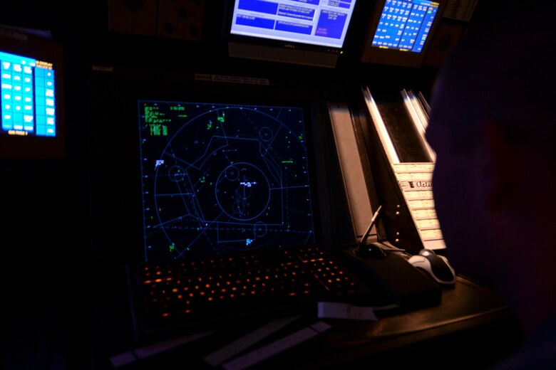 An Airman from the 23d Operations Support Squadron monitors aircraft, Jan. 15, 2016, at Moody Air Force Base, Ga. Air traffic controllers in the radar approach control facility monitor, guide and communicate with pilots within Moody’s airspace. (U.S. Air Force photo by Airman 1st Class Janiqua P. Robinson/Released)