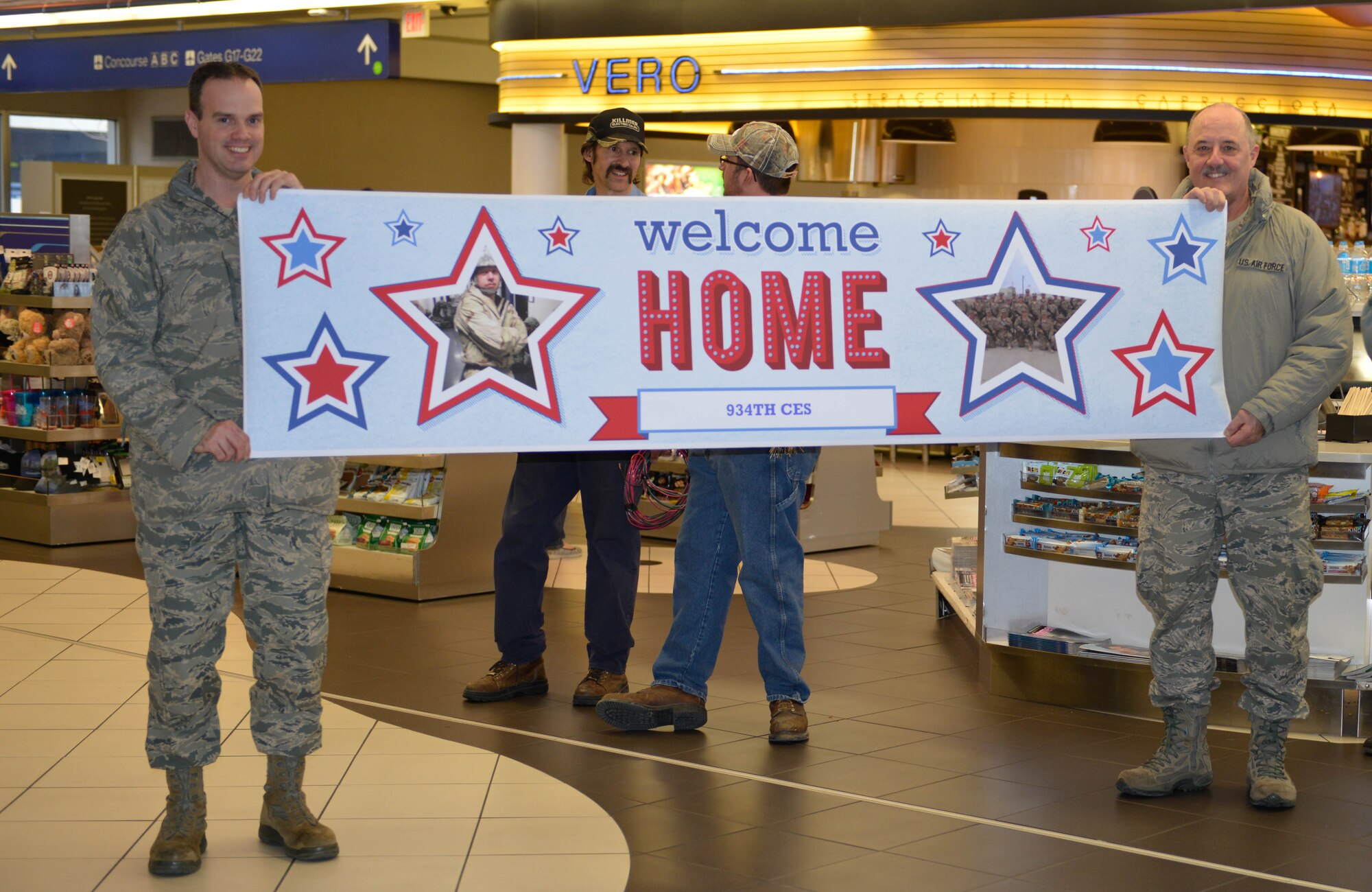 Members of the 934th Civil Engineer Squadron return home Jan. 21 after their deployment to Southwest Asia. (Air Force Photo/Capt. William-Joseph Mojica)