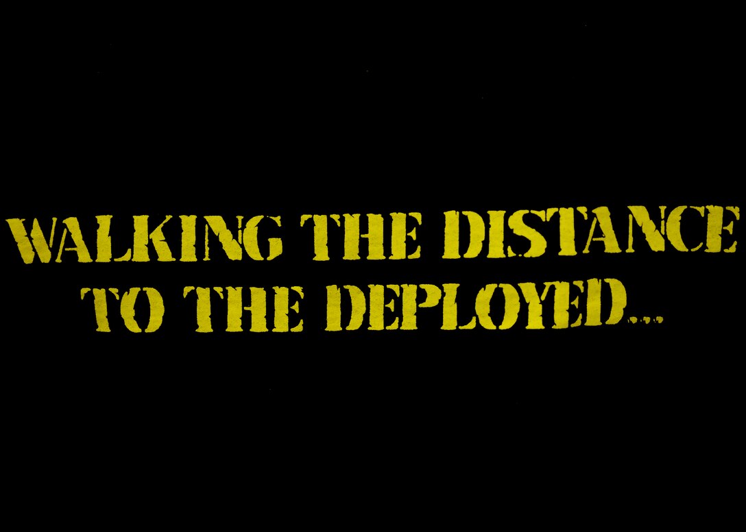 The slogan of the “Tiger Tracking” spouses sits on the back of a shirt at Ellsworth Air Force Base, S.D., Jan. 17, 2016. The walk was organized so spouses could show support for their significant other overseas, and required that collectively, they walk more than 7,500 miles. (U.S. Air Force photo by Airman Sadie Colbert/Released)