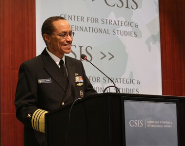 U.S. Navy Adm. Cecil D. Haney, U.S. Strategic Command (USSTRATCOM) commander, speaks during the &ldquo;Strategic Deterrent Forces as a Foundation to 21st Century National Security&rdquo; panel at the Center for Strategic and International Studies (CSIS) in Washington, D.C., Jan. 22, 2016. In his remarks, Haney recognized CSIS for its &ldquo;continued focus on global challenges.&rdquo; He discussed the strategic environment and USSTRATCOMâ€™s missions and priorities. He also detailed the three areas associated with readiness: sustainment and modernization requirements needed for a safe, secure, effective and ready deterrent capability; the budget; and the &ldquo;most vital weapon system...people.&rdquo; One of nine DoD unified combatant commands, USSTRATCOM has global strategic missions, assigned through the Unified Command Plan, which include strategic deterrence; space operations; cyberspace operations; joint electronic warfare; global strike; missile defense; intelligence, surveillance and reconnaissance; combating weapons of mass destruction; and analysis and targeting. (Photo courtesy of Colm Quinn, Center for Strategic and International Studies)