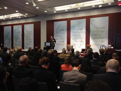 U.S. Navy Adm. Cecil D. Haney, U.S. Strategic Command (USSTRATCOM) commander, speaks during the &ldquo;Strategic Deterrent Forces as a Foundation to 21st Century National Security&rdquo; panel at the Center for Strategic and International Studies (CSIS) in Washington, D.C., Jan. 22, 2016. In his remarks, Haney recognized CSIS for its &ldquo;continued focus on global challenges.&rdquo; He discussed the strategic environment and USSTRATCOMâ€™s missions and priorities. He also detailed the three areas associated with readiness: sustainment and modernization requirements needed for a safe, secure, effective and ready deterrent capability; the budget; and the &ldquo;most vital weapon system...people.&rdquo; One of nine DoD unified combatant commands, USSTRATCOM has global strategic missions, assigned through the Unified Command Plan, which include strategic deterrence; space operations; cyberspace operations; joint electronic warfare; global strike; missile defense; intelligence, surveillance and reconnaissance; combating weapons of mass destruction; and analysis and targeting. (USSTRATCOM photo by U.S. Navy Capt. Pamela S. Kunze)
