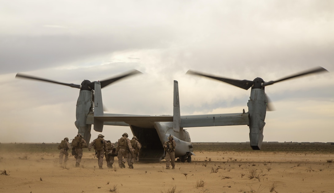 U.S. Marines with Charlie Company, 1st Battalion 7th Marine Regiment, Special Purpose Marine Air-Ground Task Force-Crisis Response-Central Command, recover a simulated casualty as part of a Tactical Recovery of Aircraft and Personnel exercise at an Undisclosed Location in Southwest Asia Jan. 12, 2016. SPMAGTF-CR-CC is ready to respond to any crisis response mission in theater to include the employment of a TRAP force. (U.S. Marine Corps photo by Cpl. Akeel Austin/Released)