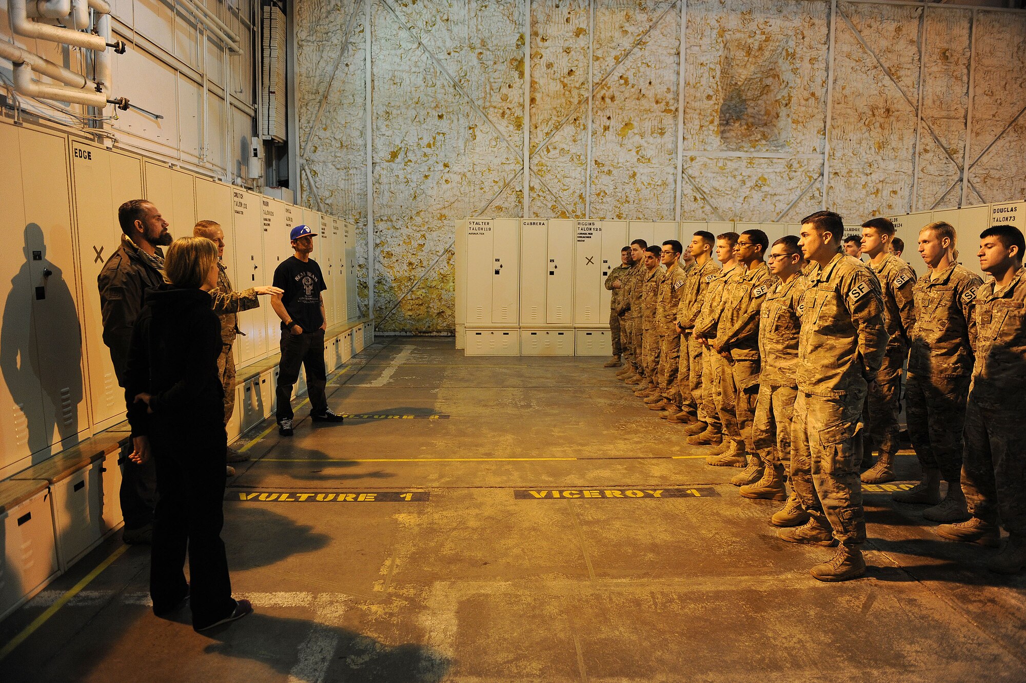 The American 300 tour visited Minot Air Force Base Airmen, led by founder Robi Powers, and three special guest. Olympian and X-Games 3x silver medalist Erin Nemec, U.S. snowboard coach Cactus Nemec and U.S. Navy Seal (RET.) Mikal Vega, joined Powers in sharing their stories of failure and triumph throughout their careers, and the importance of teamwork and camaraderie. (U.S. Air Force photos/Senior Airman Kristoffer Kaubisch)