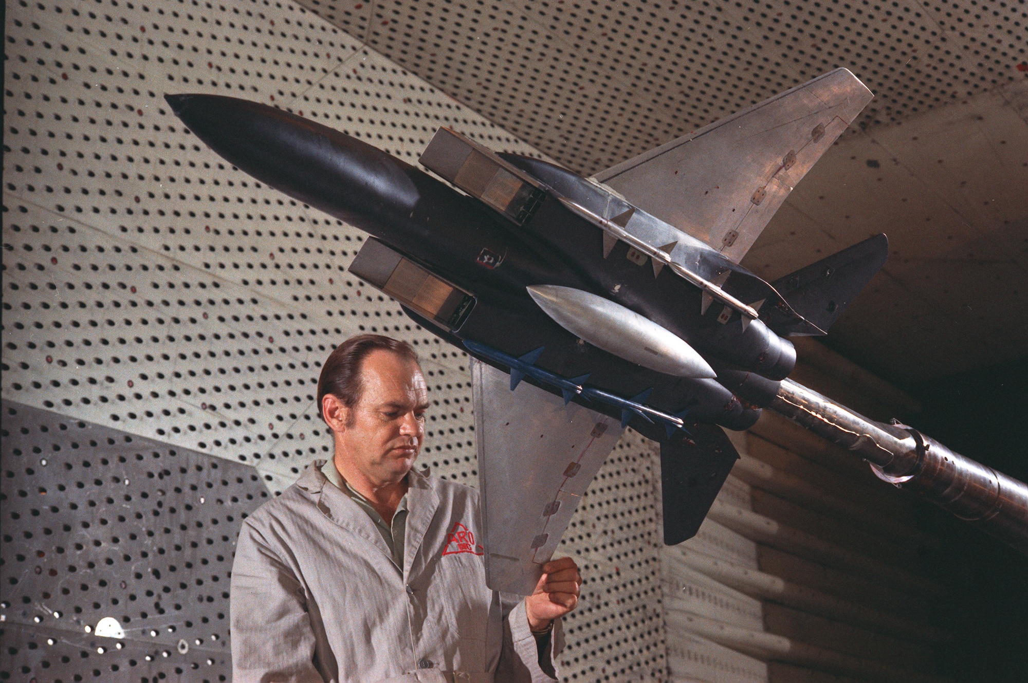 Seven F-15 design changes were verified in tests in 16T. AEDC did extensive support during the research and development stage of the F-15 program. (AEDC Photo-1971)