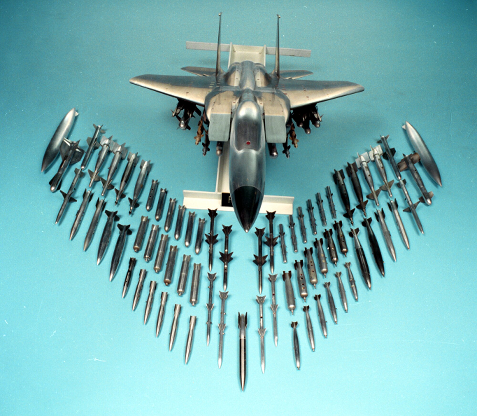 Store separation testing, using 5-percent scale models, began in 1985. More than 500 configurations have been investigated to ensure that the F-15 Eagle can safely deliver its wide array of weapons to accomplish its air-to-ground & air-to-air missions. (AEDC Photo-1990)