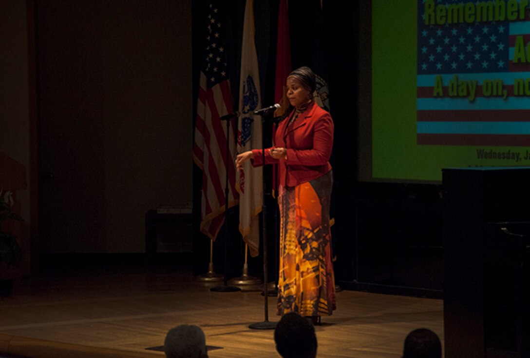 Defense Supply Center Columbus celebrated the life and legacy of Dr. Martin Luther King Jr. Jan. 20 inside DLA Land and Maritime’s Building 20 auditorium. Ms. Anita Jones, a Product Specialist in Maritime Supplier operations, performed a “Poetic Oratorical,” urging those in attendance to exemplify the “power of the collective.” 