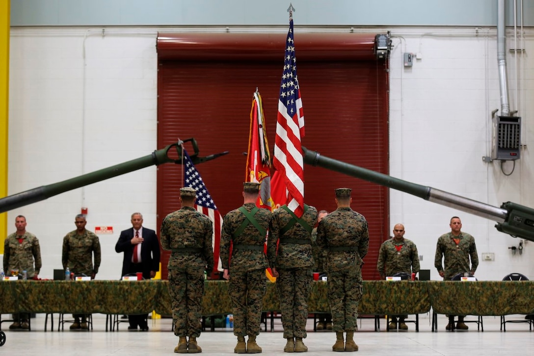 The Marines of 11th Marine Regiment celebrate Saint Barbara's Day--the patron saint of Artillery--in Las Pulgas, Camp Pendleton, Calif., Jan. 21, 2016. The regiment remembered those Cannon Cockers who have gone before them with a memorial service, inducted new members into the Honorable Order of Saint Barbara, and added some levity with a homemade trebuchet competition. (Marine Corps photo by Cpl. April L. Price/Released)