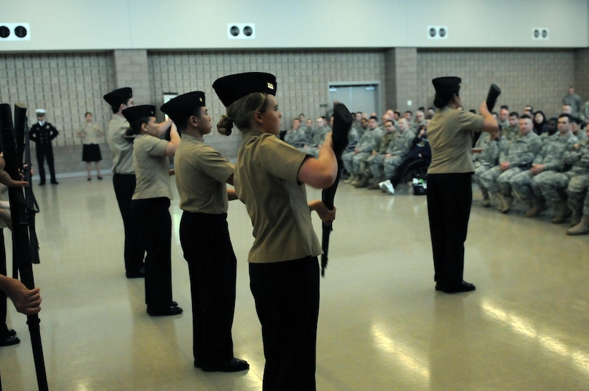 Navy Junior Reserve Officer Training Corps cadets from the Marysville, Wash., School District commemorate Martin Luther King Jr. Day with performance at Marysville Armed Forces Reserve Center Jan. 23.