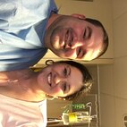 Major Timothy Morris, 22nd Logistics Readiness Squadron deputy commander, and Amy Moffitt, bone marrow recipient, pose together for a photo Jan. 10, 2016. Moffitt was diagnosed with leukemia and needed a bone marrow transplant and was matched with Morris. They met face-to-face for the first when Morris redirected his flight from McConnell to a deployed location to visit Moffitt in a hospital in Atlanta. (Courtesy photo)