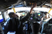 First Lt. Steven Hartig, 350th Air Refueling Squadron pilot, conducts a pre-flight check, Jan. 26, 2016, at McConnell Air Force Base, Kan. Pre-flight checks ensure that the aircraft is ready to fly and all safety measures have been completed. (U.S. Air Force photo/Senior Airman David Bernal Del Agua)