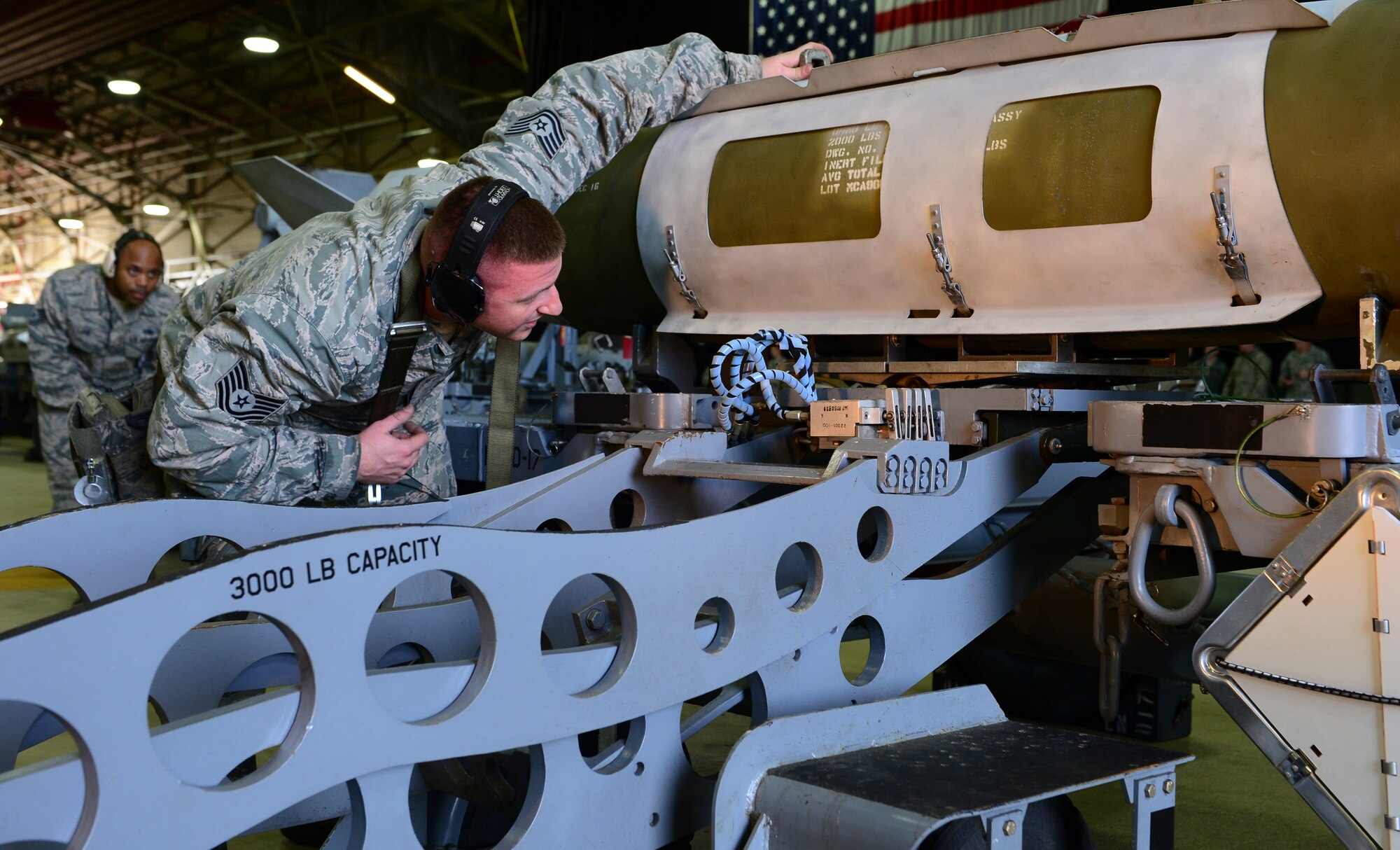 The quarterly load crew competitions pit Airmen from the 492nd, 493rd and 494th Aircraft Maintenance Units against each other to see who will compete for the title of Load Crew of the Year. The four-part competition consisted of a written test, uniform inspection, a weapons load and an inspection of the composite toolkit to wrap things up. The winning team will be announced during the Maintenance Professional of the Year banquet in March.
(U.S. Air Force photo by Senior Airman Dawn M. Weber/Released)