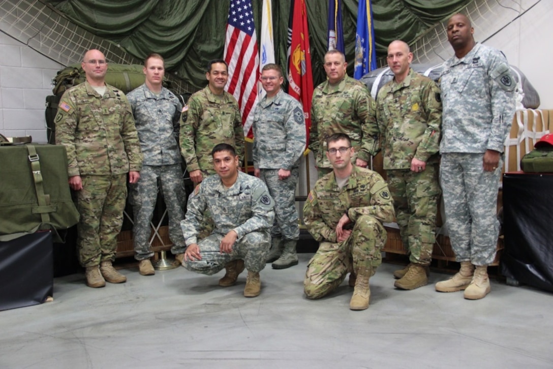 Command Sgt. Maj. Charles Tobin along with USTRANSCOM Command Sgt. Maj. William Turner and Army Sgt. Maj. Rodger Mansker toured DLA Distribution Susquehanna’s Eastern Distribution Center, on Jan. 20.