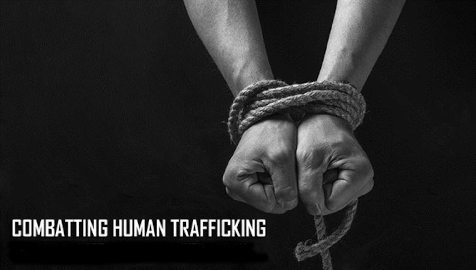 Human trafficking is a crime involving the exploitation of someone for the purposes of involuntary labor or a commercial sex act through the use of force, fraud or coercion. The Department of Defense began the Combating Trafficking In Persons Program in 2014 in order to mitigate the effects of human trafficking not just in the U.S., but also abroad. (U.S. Air Force graphic) 