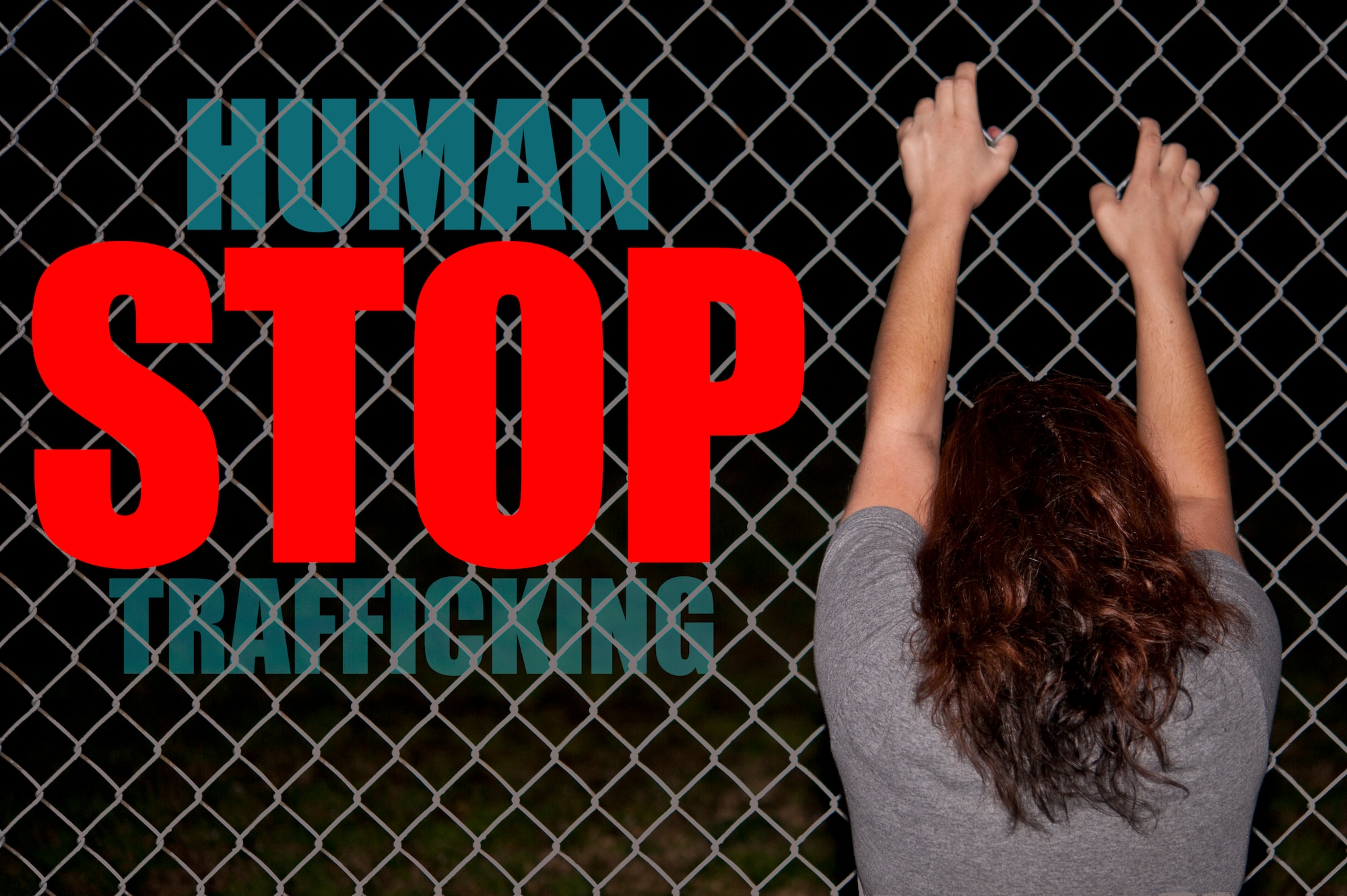 Human trafficking is a crime involving the exploitation of someone for the purposes of involuntary labor or a commercial sex act through the use of force, fraud or coercion. The Department of Defense began the Combating Trafficking In Persons Program in 2014 in order to mitigate the effects of human trafficking not just in the U.S., but also abroad. (U.S. Air Force photo illustration by Airman Shawna L. Keyes)