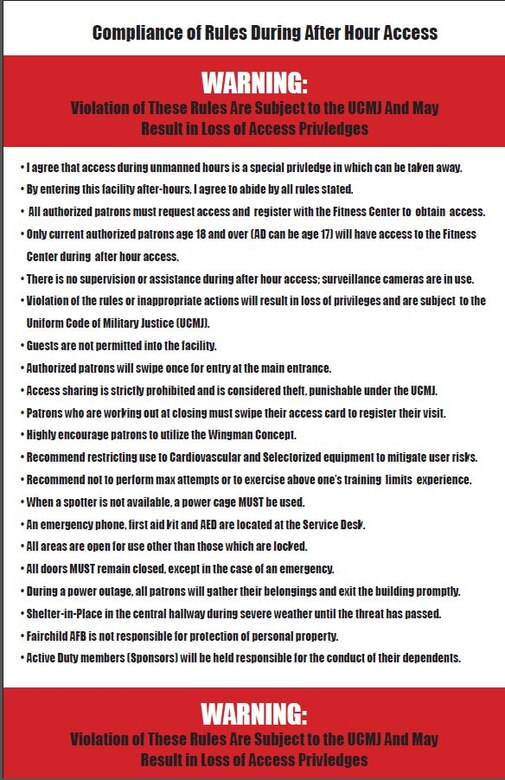 Afterhours fitness > Fairchild Air Force Base > Article Display