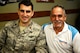 Maj. Stephen Rausa with retired Master Sgt. Ben Rausa  during their first-ever meeting since becoming pen pals 25 years ago on Jan. 25, 2016, at Hurlburt Field, Fla. (U.S. Air Force photo/Mike Raynor)