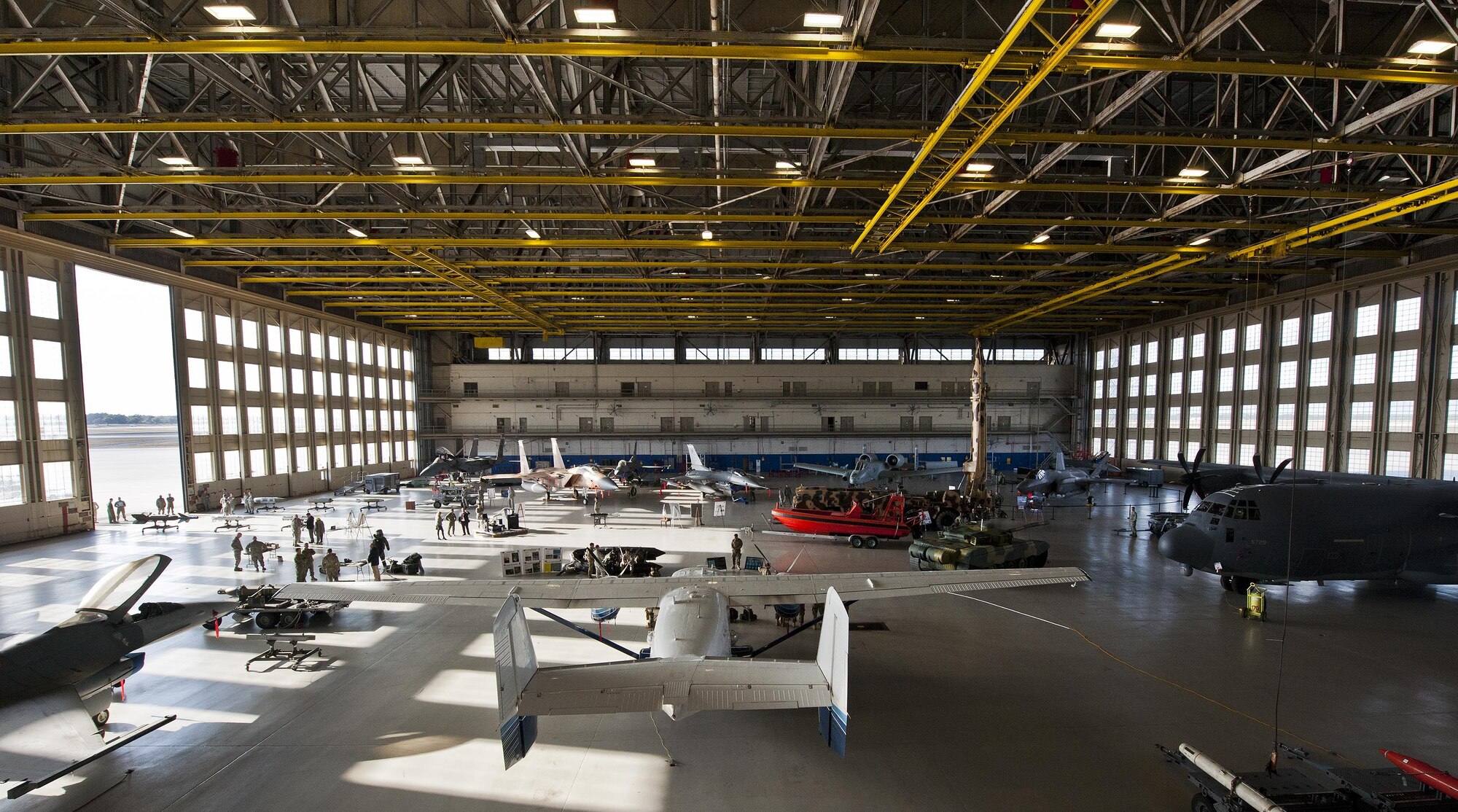 A C-145 Skytruck was one of the many aircraft on display at the “Airpower Petting Zoo” set up in King Hangar for the Commander-In-Chief’s Installation Excellence Award team visit Jan. 15 at Eglin Air Force Base, Fla.  The 919th Special Operations Wing aircraft and displays from nearly every Team Eglin unit were represented in the hangar to provide a lasting impression of the base before the evaluators left to make their selections of this year’s winner.  (U.S. Air Force photo/Tech. Sgt. Sam King)