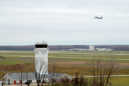 A U.S. Air Force KC-135 Stratotanker aircraft takes off at Selfridge Air National Guard Base, Mich., Nov. 4, 2012. The base has recently been honored.