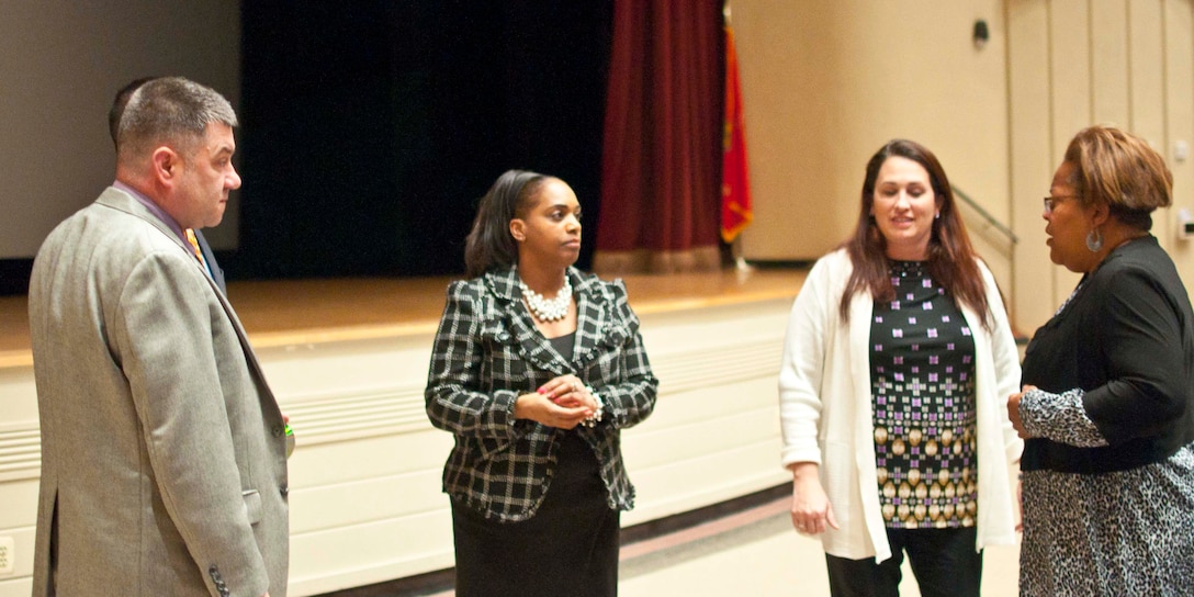 Cynthia Clark, a licensed clinical social worker for Federal Occupational Health, provides awareness of the products and services provided by the Employee Assistance Program and helped to address common concerns of civilian workers. The forum at Little Hall assisted approximately 100 civilians in navigating resources available to government employees. Unique issues were addressed along with common challenges such as taxes, relationships, schools, health, finances, work, family and even child care.