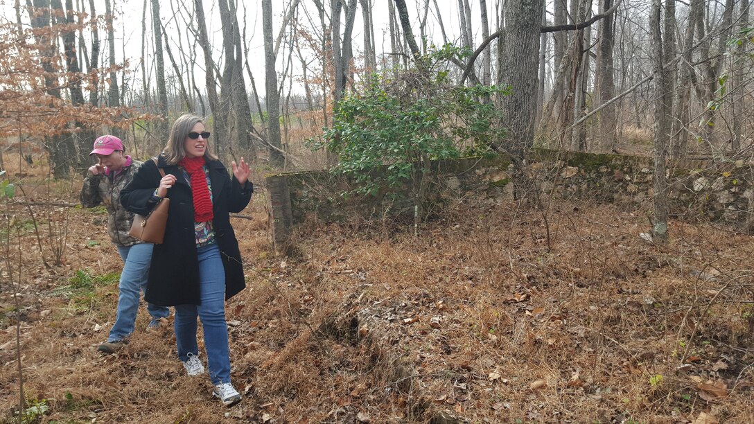 Alicia Osgood visits the ruins of her great-great-great grandparents' house, Landsdown, on Dec. 21, 2015. Osgood searched for the location of her family's house and cemetery for five years.
