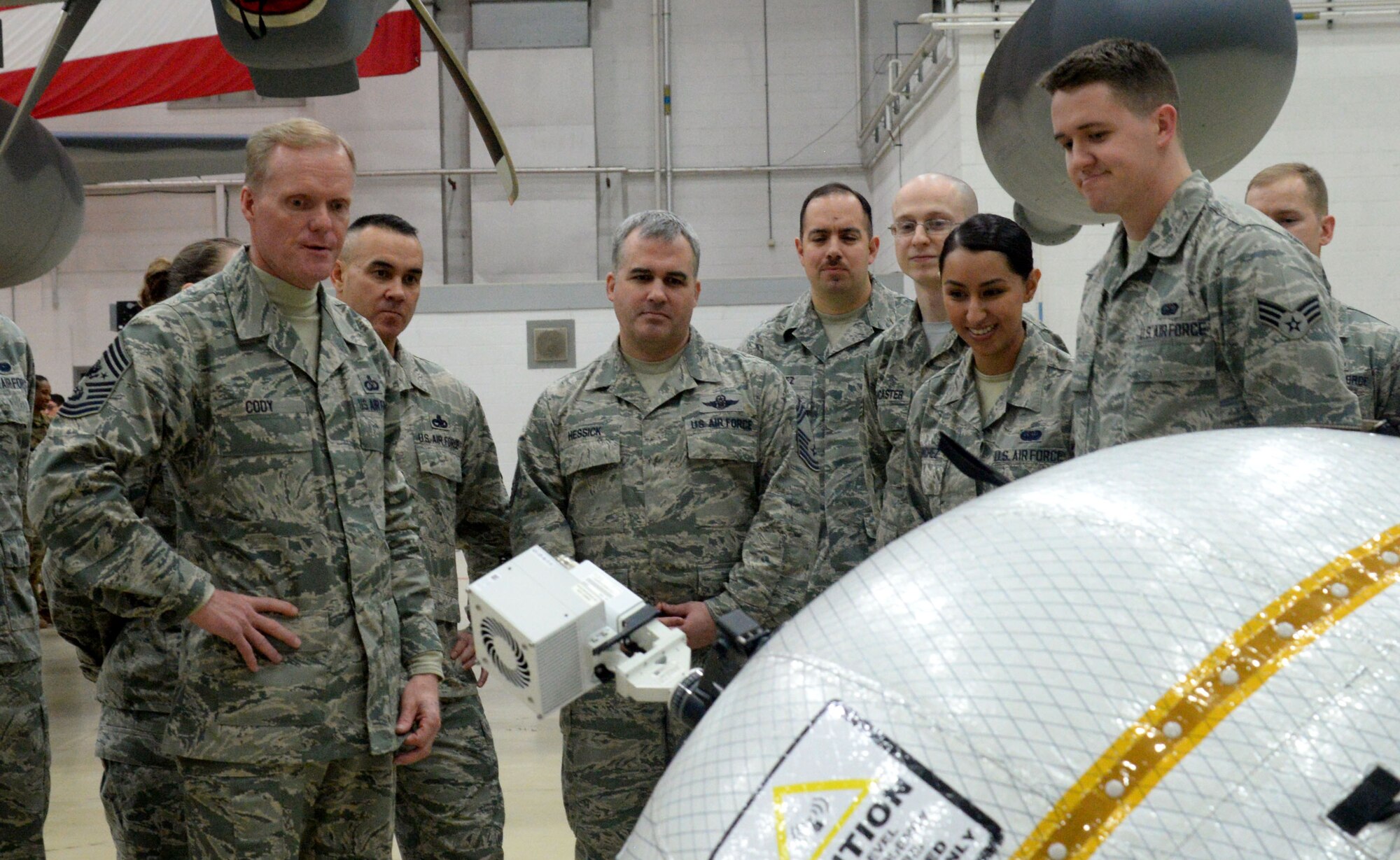 U.S. Air Force Chief Master Sgt. of the Air Force James Cody dedicates time to socialize with Airmen during his visit Jan. 27, 2016, on RAF Mildenhall, England. Cody toured the 352d Special Operations Wing, the 100th Maintenance Group and other squadrons on base. (U.S. Air Force photo by Airman 1st Class Justine Rho/Released)