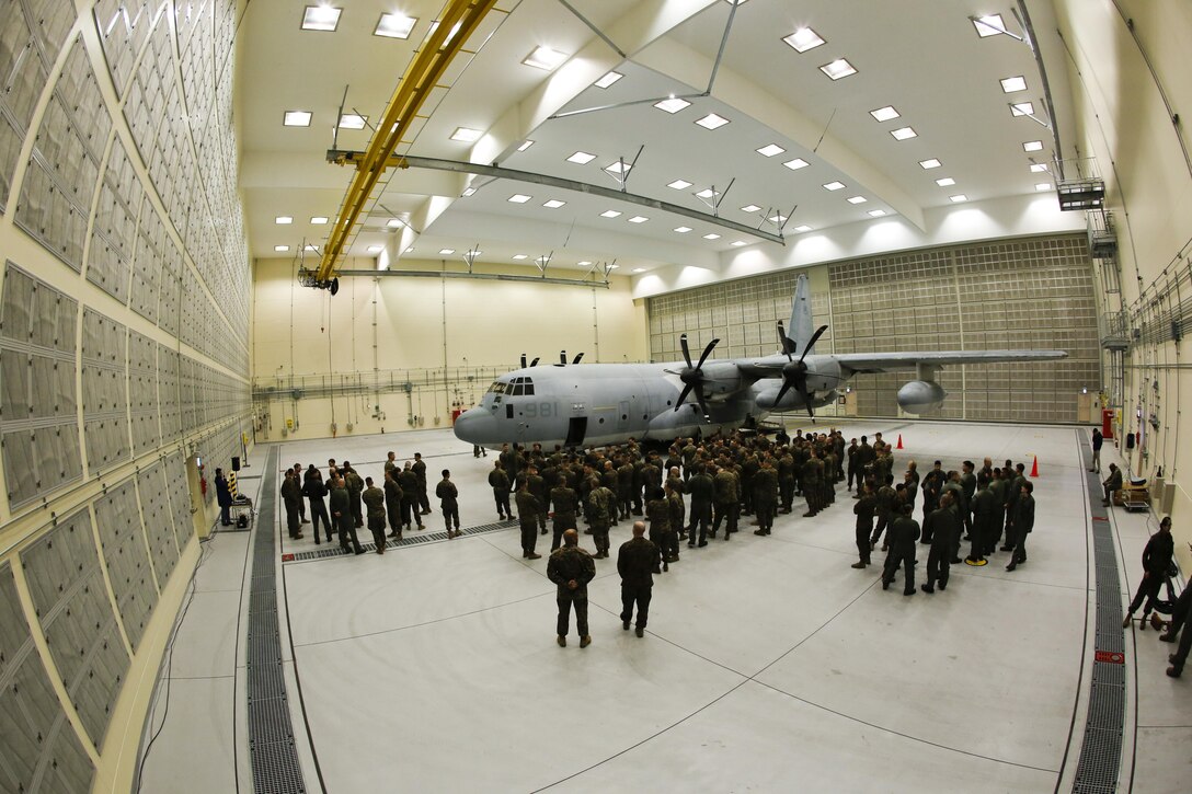 Ambassador Caroline Bouvier Kennedy, 29th United States ambassador to Japan, greets US Marines of Marine Corps Air Station Iwakuni, Japan,Jan. 28, 2016. This is her first time since appointed as ambassador back in 2013 by President Barack Obama that Kennedy has visited MCAS Iwakuni. Kennedy, the daughter of John F. Kennedy,the 35th President of the United States, met with Marines of Marine Aerial Refueler Transport Squadron (VMGR) 152 and expressed her gratitude for their service to their country.