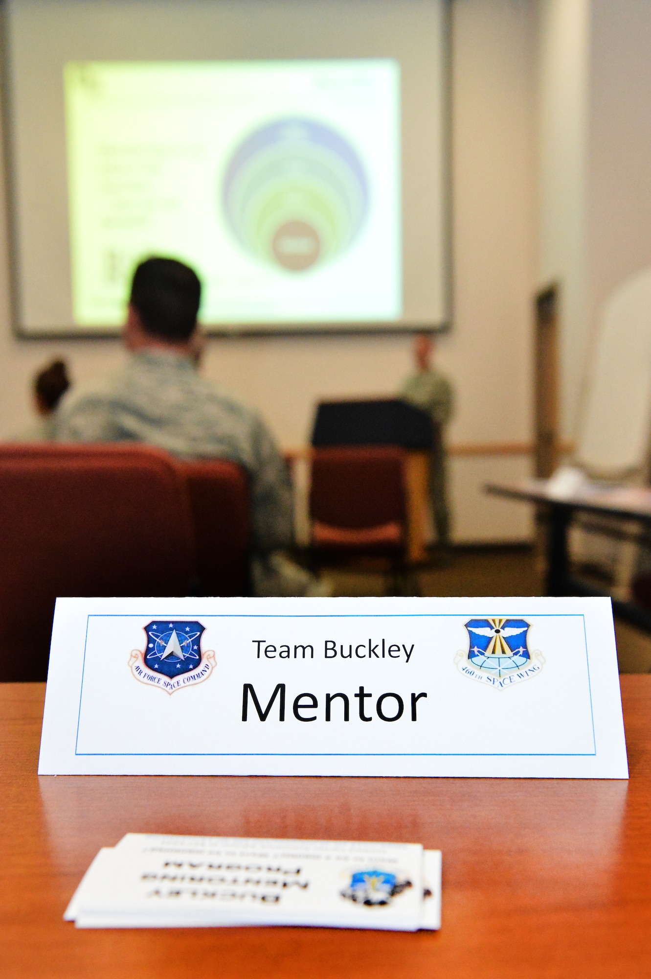 More than 20 Team Buckley members attended the kickoff event for the new Buckley Mentoring Program Jan. 28, 2016, on Buckley Air Force Base, Colo. The Buckley Mentoring Program, which is overseen by the 460th Space Wing command chief, matches applicants with a mentor who can best assist them and is open to all Team Buckley members. (U.S. Air Force photo by Staff Sgt. Darren Scott/Released)