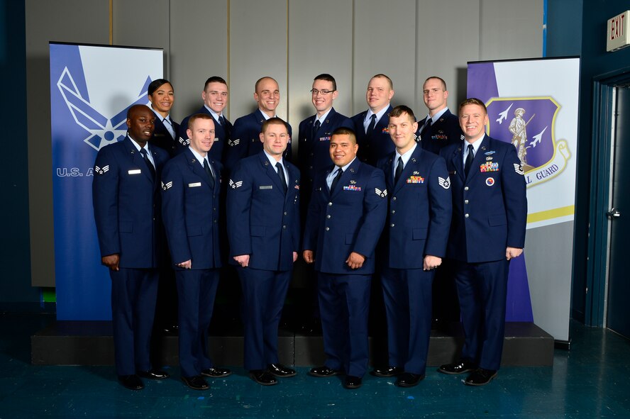 MCGHEE TYSON AIR NATIONAL GUARD BASE, Tenn. - Airman leadership school class 16-3, G-Flight, assembles here, Jan. 19, 2016, at the I.G. Brown Training and Education Center. (U.S. Air National Guard photo by Master Sgt. Jerry D. Harlan/Released)
