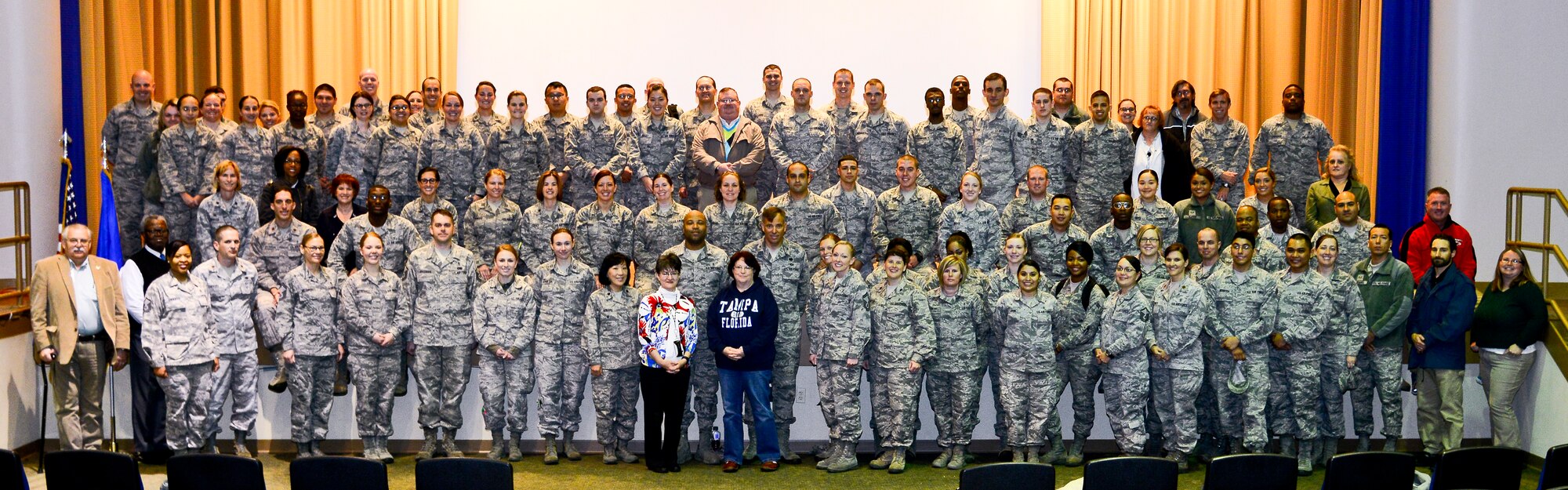 The Biomedical Science Corps (BSC) members with the 6th Medical Group pose for a photo at MacDill Air Force Base, Fla., Jan. 25, 2016. January 25-29 is BSC appreciation week. (U.S. Air Force photo by Staff Sgt. Melanie Hutto) 