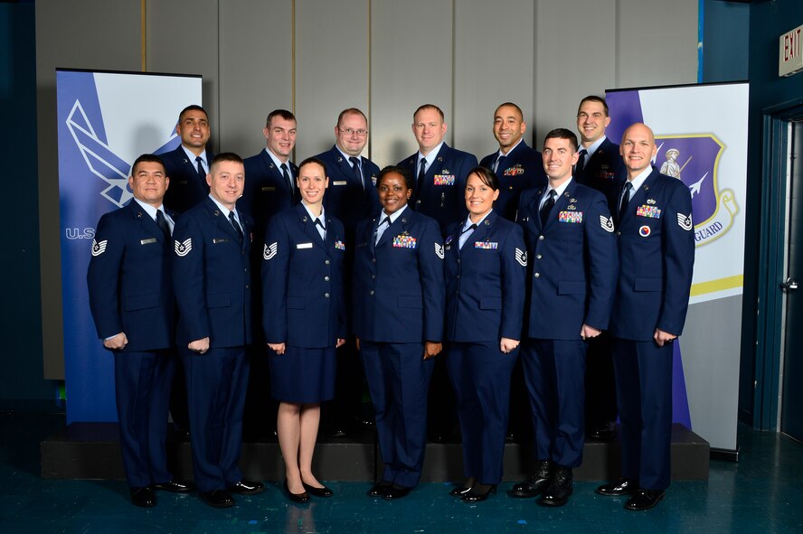 MCGHEE TYSON AIR NATIONAL GUARD BASE, Tenn. - Noncommissioned officer academy class 16-2, J-Flight, assembles here, Jan. 19, 2016, at the I.G. Brown Training and Education Center. (U.S. Air National Guard photo by Master Sgt. Jerry D. Harlan/Released)