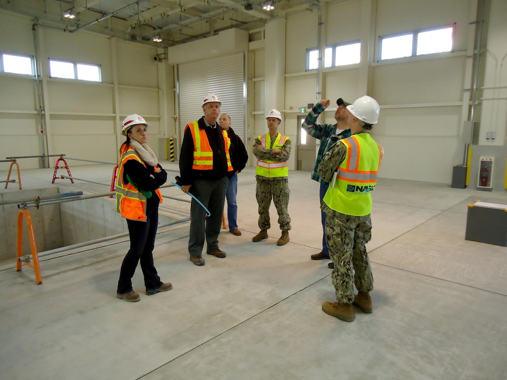 The Marine Corps Air Station Iwakuni Facilities Department command group
tours the new recycling center during the final inspection on Jan. 15. This
is the final step before the U.S. Army Corps of Engineers, Japan District turns the keys over to the U.S. government. 

