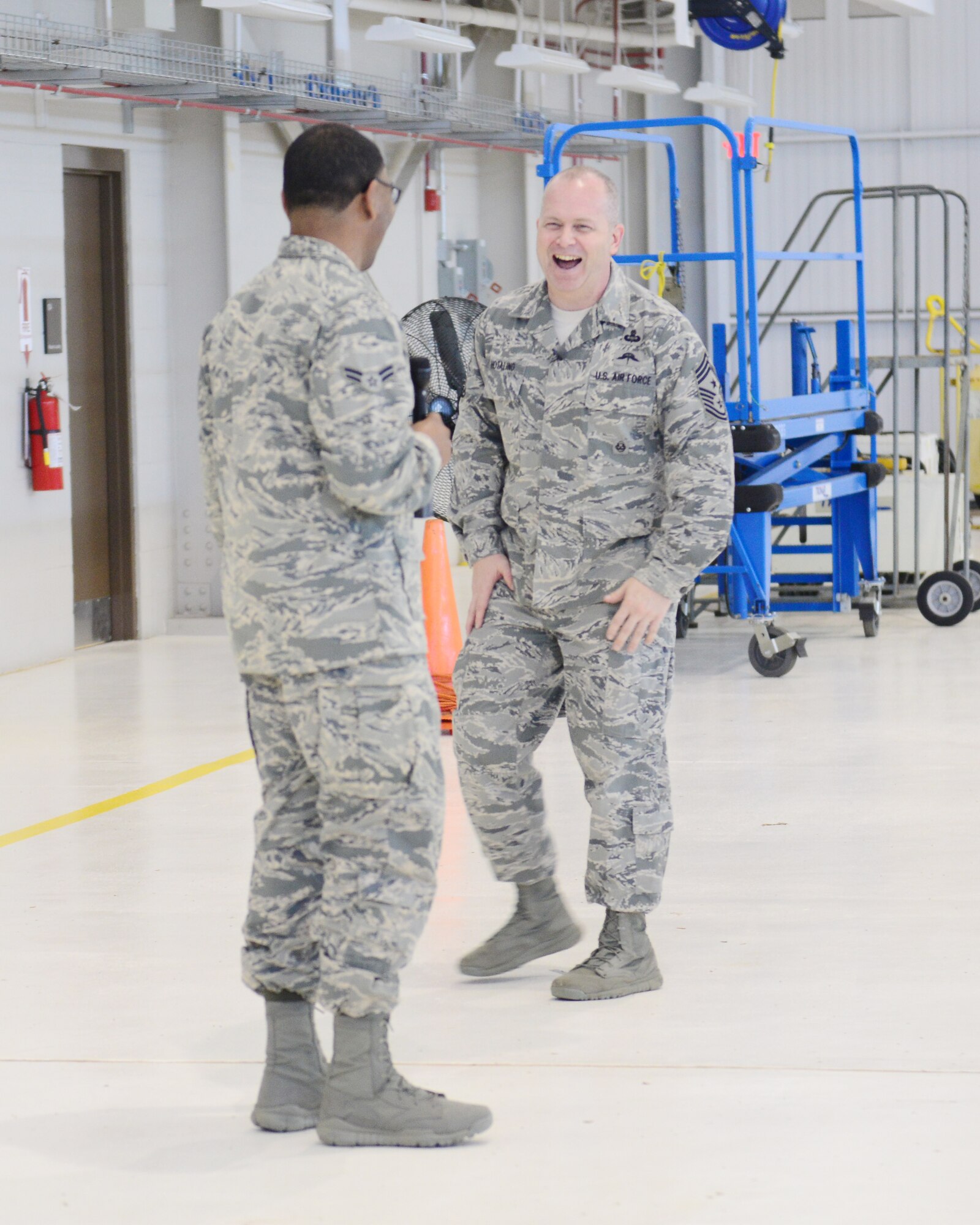 Command Chief Master Sergeant of the Air National Guard James W. Hotaling spent time talking with 147th Reconnaissance Wing enlisted members at Ellington Field JRB in Houston, January 30, 2016. Hotaling talked about commitment to the profession of arms, health of the force, recognizing our accomplishments and finished the enlisted all call by answering questions from the airmen.