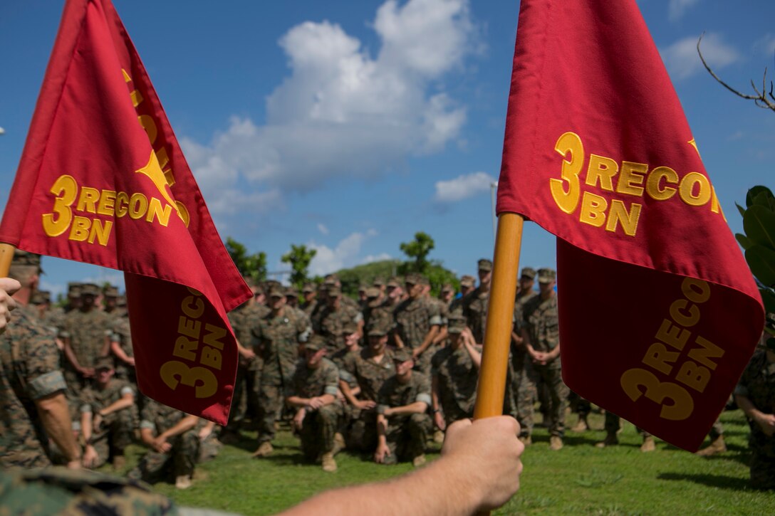 Retired Master Sgt. Robert Alexander Jr. receives his fourth Navy and Marine Corps Commendation Medal, June 23, 2016, at Camp Schwab, Okinawa, Japan. He is receiving it for his life-saving actions in Subic Bay, Philippines, during night-time amphibious training in 1988. He is a Fitchburg, Massachusetts, native living in Okinawa, Japan. (U.S. Marine Corps photo by Cpl. Tyler Ngiraswei/ Released)