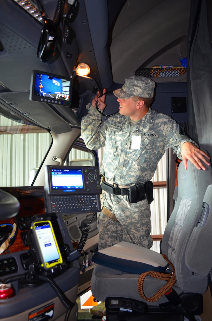 A soldier assigned to the North Carolina Army National Guard’s 514th Military Police Company searches a vehicle, June 16, 2016, at Military Ocean Terminal Sunny Point, N.C., during Operation Vigilant Seahawk, an exercise designed to improve communication and coordination with state and federal partners during disaster response and recovery operations. North Carolina Army National Guard photo by Sgt. Odaliska Almonte