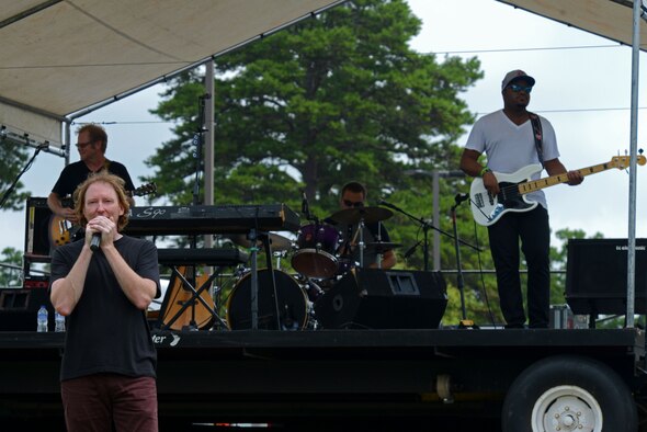 Tokyo Joe, a band from Columbia, S.C., plays live during the Freedom Bash at Shaw Air Force Base, S.C., June 30, 2016. During the Freedom Bash, Team Shaw members took time to relax and celebrate Independence Day with friends and family. (U.S. Air Force photo by Airman 1st Class Destinee Dougherty)