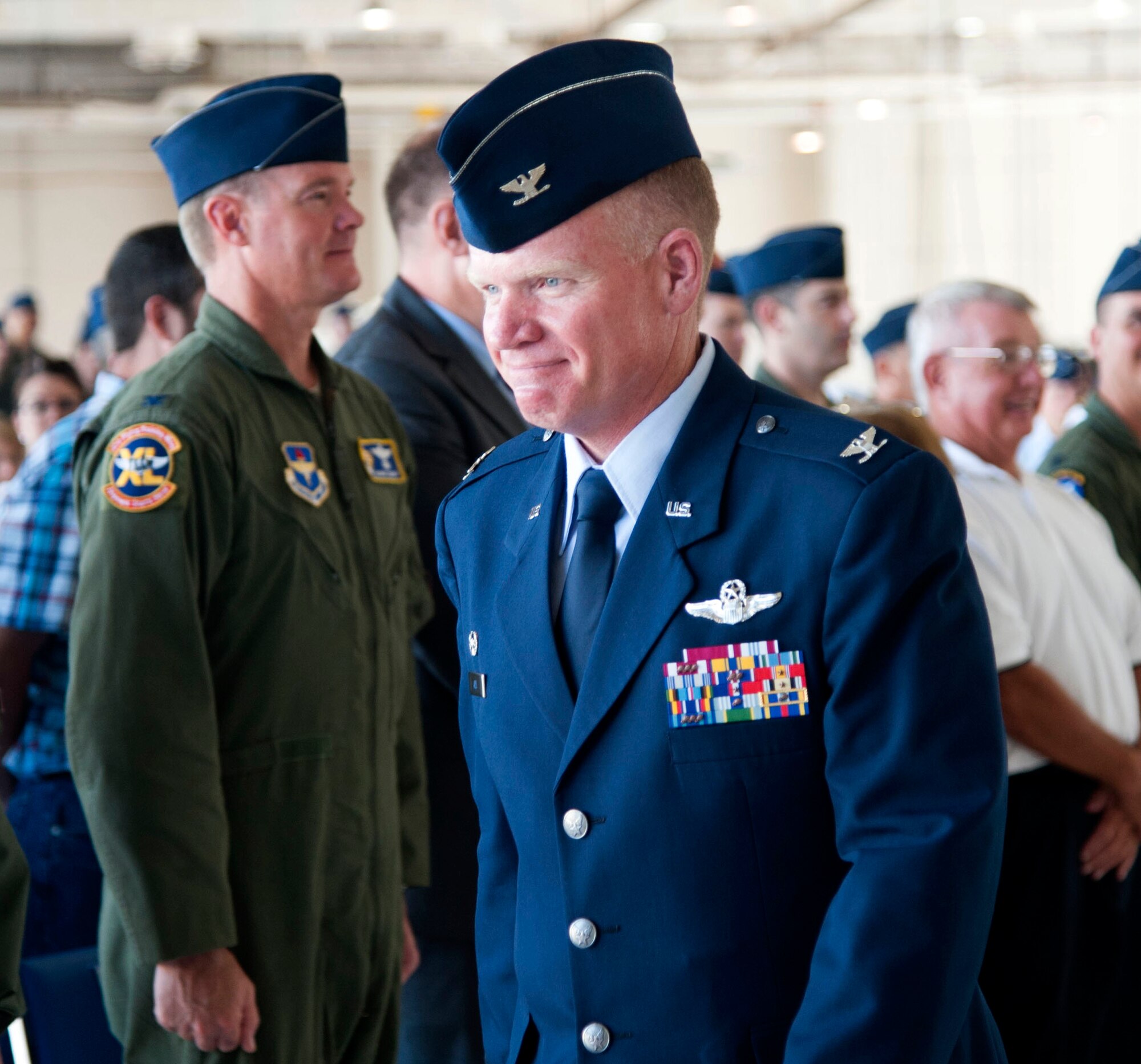 Col. Darrell Judy departs the ceremony where he assumed command of the 71st Flying Training Wing, June 28, at Vance Air Force Base, Oklahoma. Judy began his flying career at Vance as a student pilot in 1994. (U.S. Air Force photo/ Staff Sgt. Nancy Falcon)